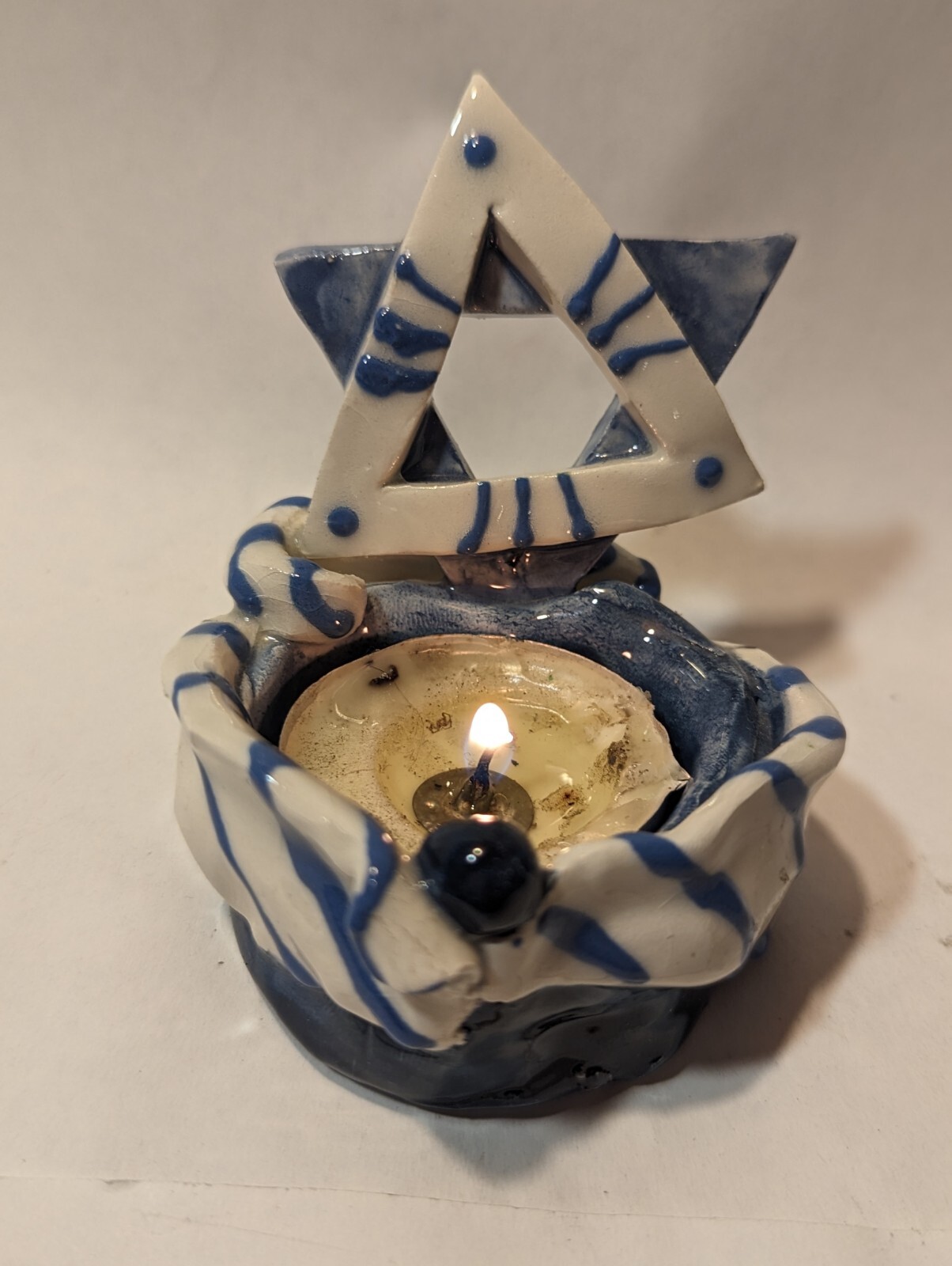 Star Of David Handmade TeaLight Holder Vintage WhimsiClay/Amy Lacombe + a Gift