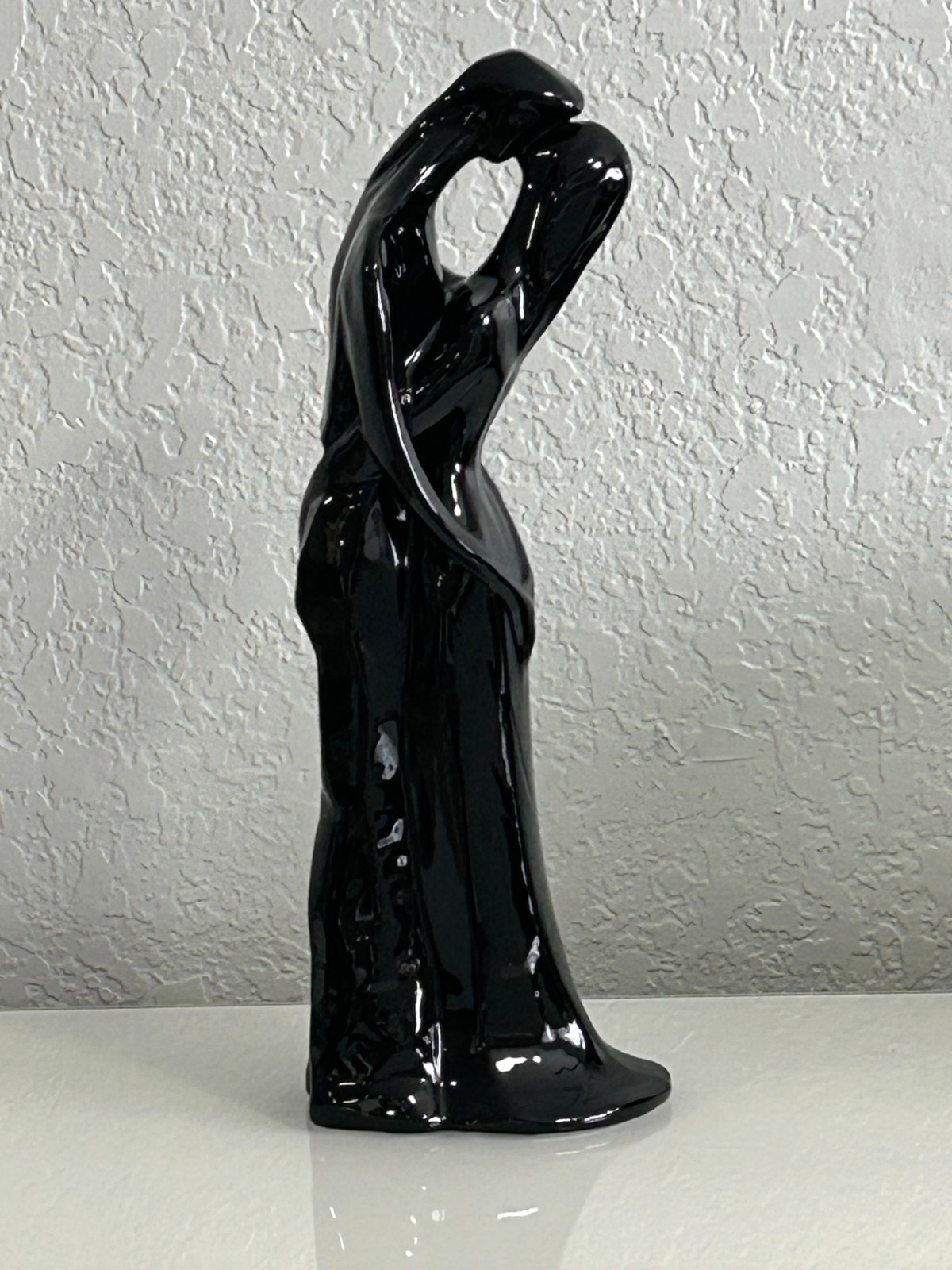 Vintage Royal Haeger Glossy Black Glaze Ceramic Sculpture “The Lovers”.