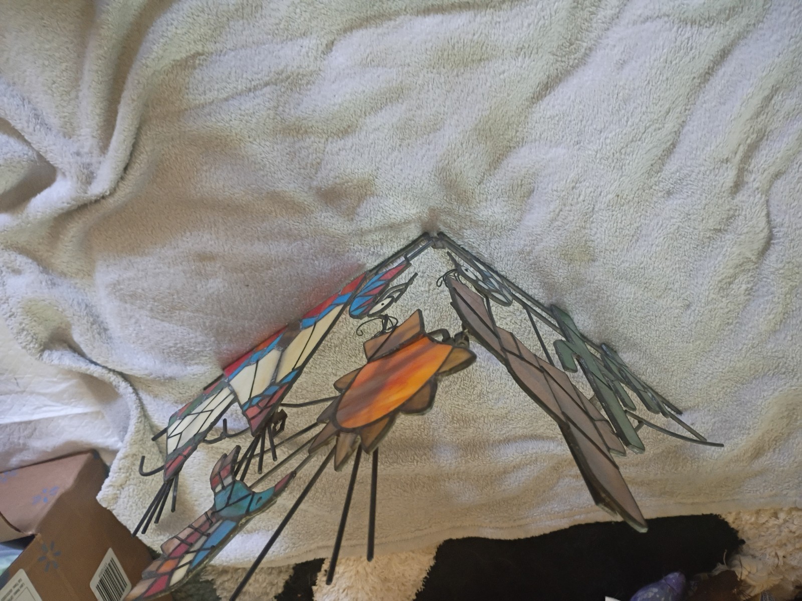 Large VTG Kokopelli Stained Glass Artwork. Southwestern Native. 24”