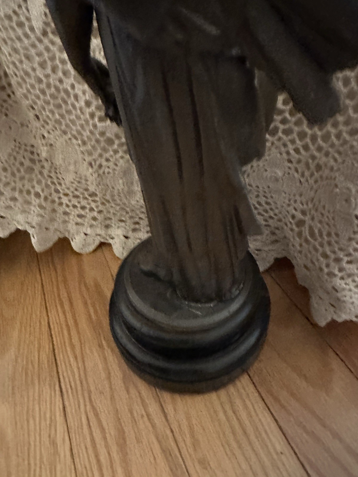 Beautiful Antique Bronze Statue Woman Flowers Heavy 17″ As Is ** Missing Arm