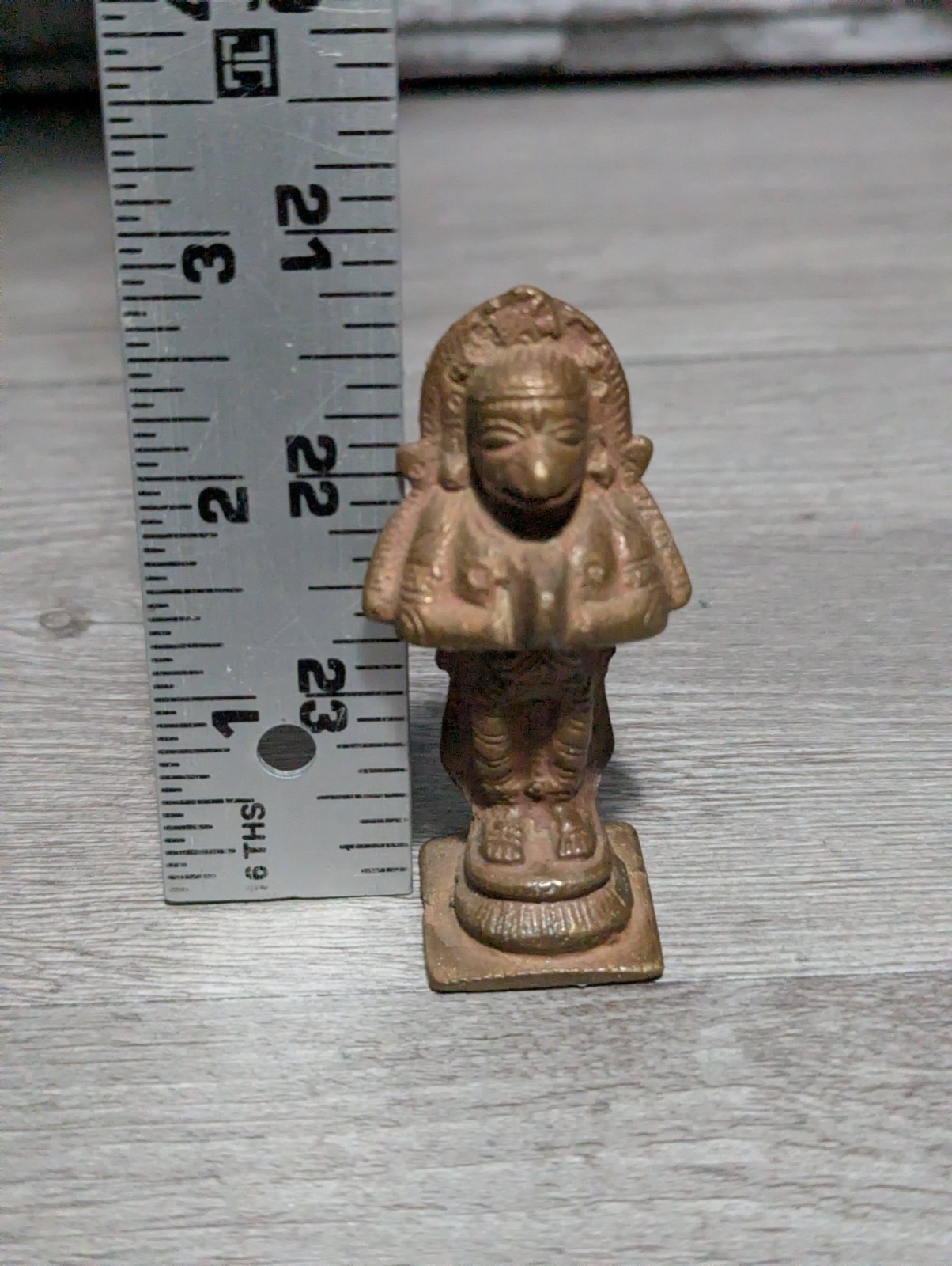 Vtg 2.75″ Hindu Hanuman Deity Brass Bronze Figurine Miniature Statue Tibetan