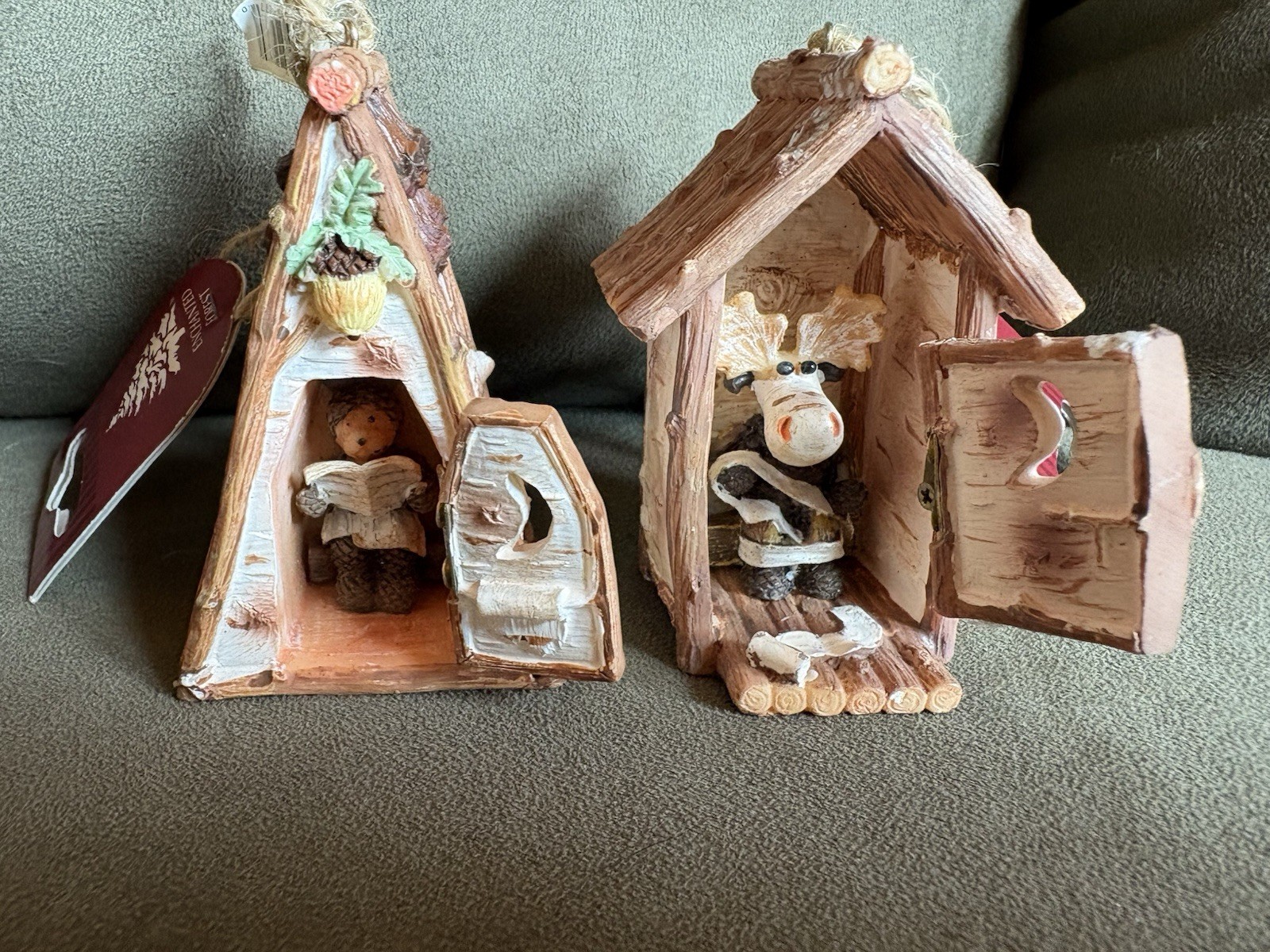 Set of 2 Decorative Miniature Outhouses by Enchanted Forest Collection