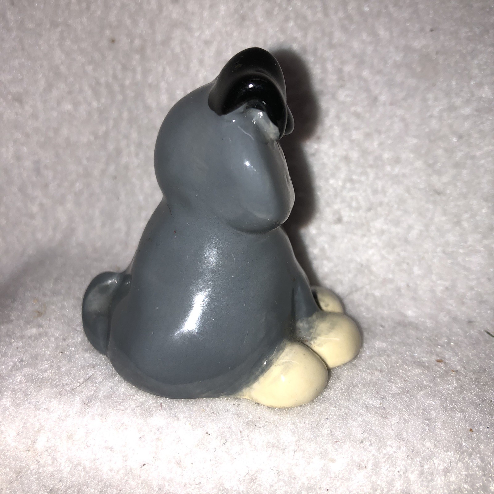 Hand Painted Dog Figurine By Douglas Russ Berrie Gray Vintage Mini Signed 2″ T