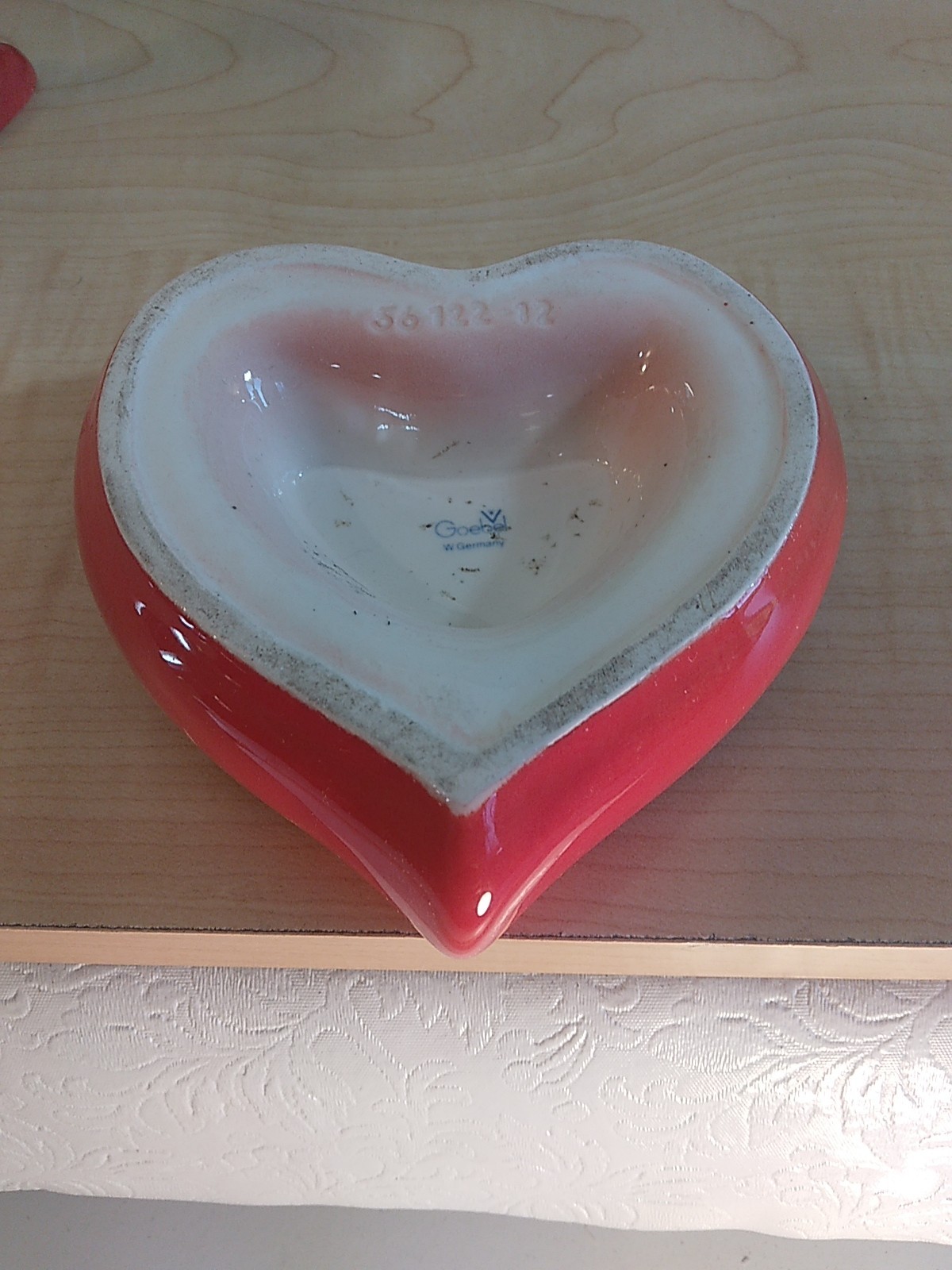 VTG Valentine’s Day Goebel Cupid Red Heart Figurine West Germany Love Porcelain