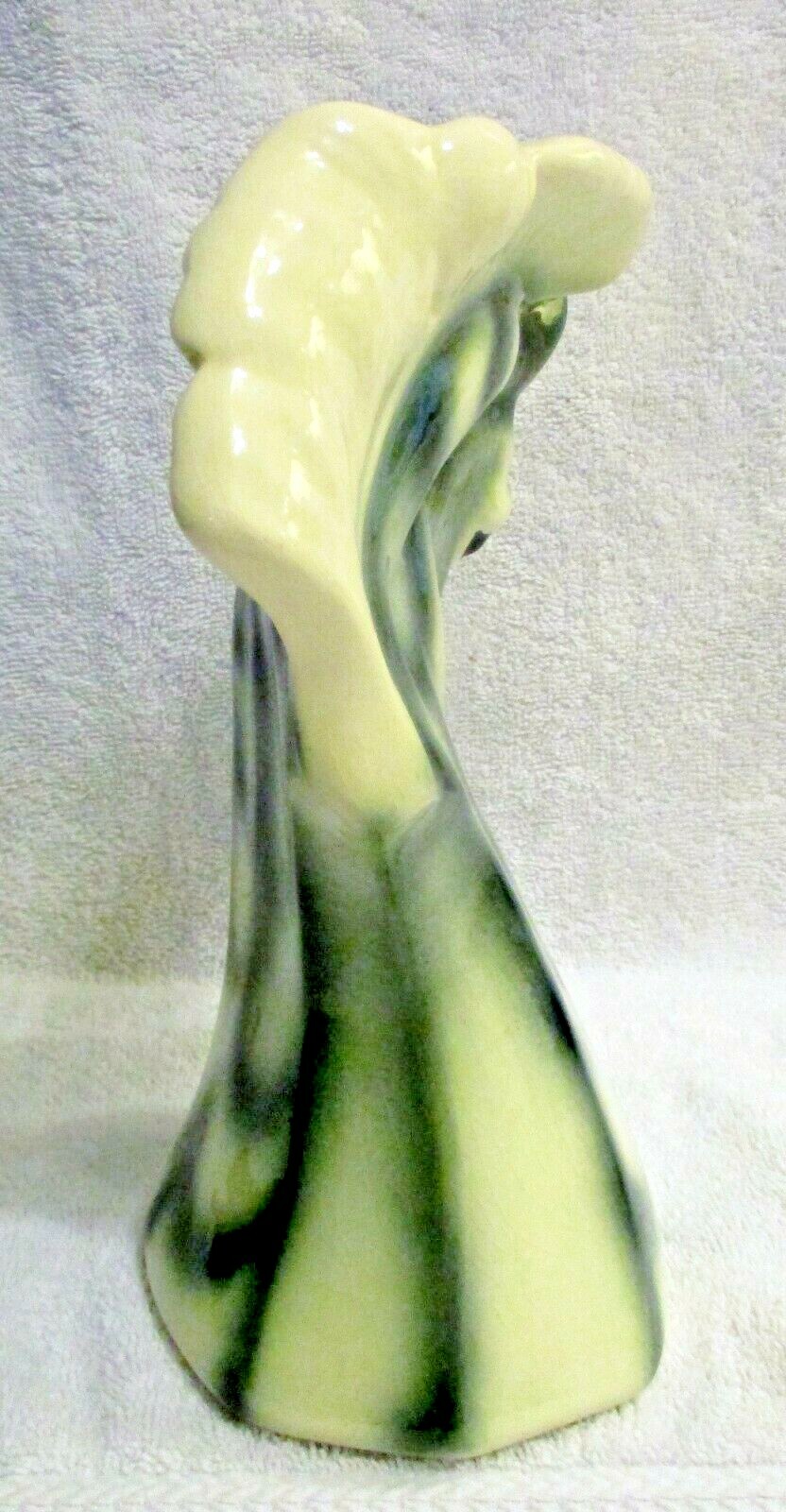Matching Pair Porcelain Green and White Pink Snout Sea Horse Head Figurines