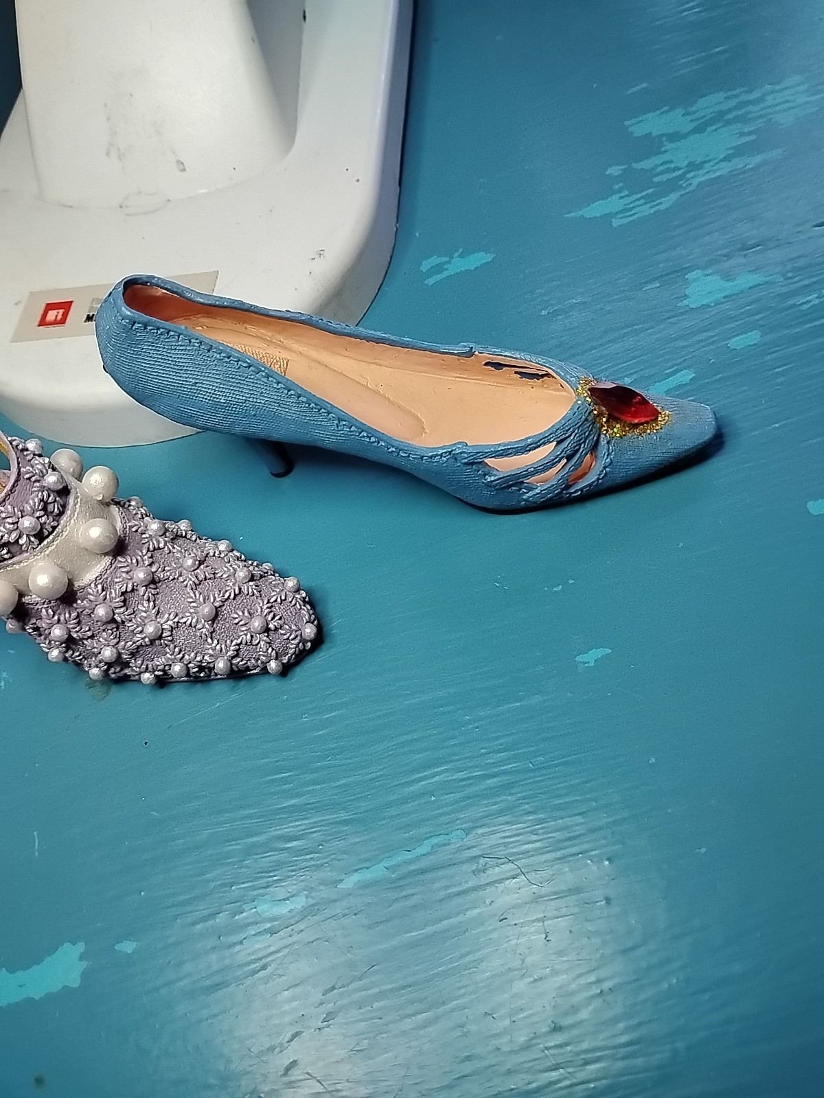 Ceramic Miniature Fancy Designer Shoes-3-4” Each-Fine Details Mini Decor Shoes 3