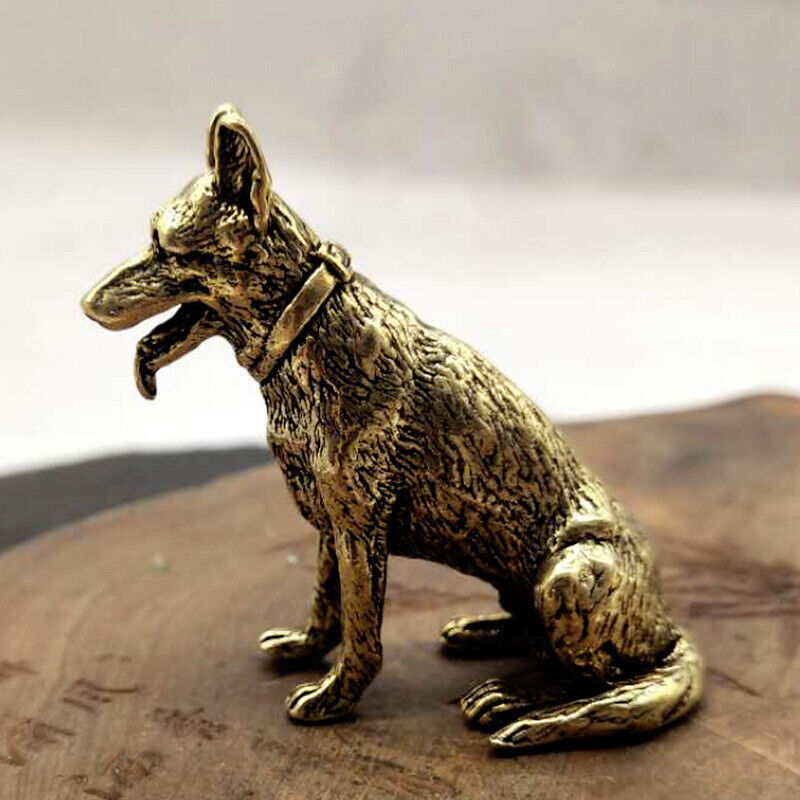 Solid Brass Dog Figurines Mini Statue Home Ornaments Animal Figurines Gift Toys