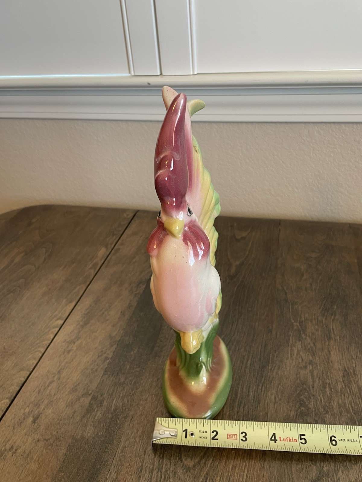 Vintage Ceramic Tall Rooster Decor Figurine 11” Flaws