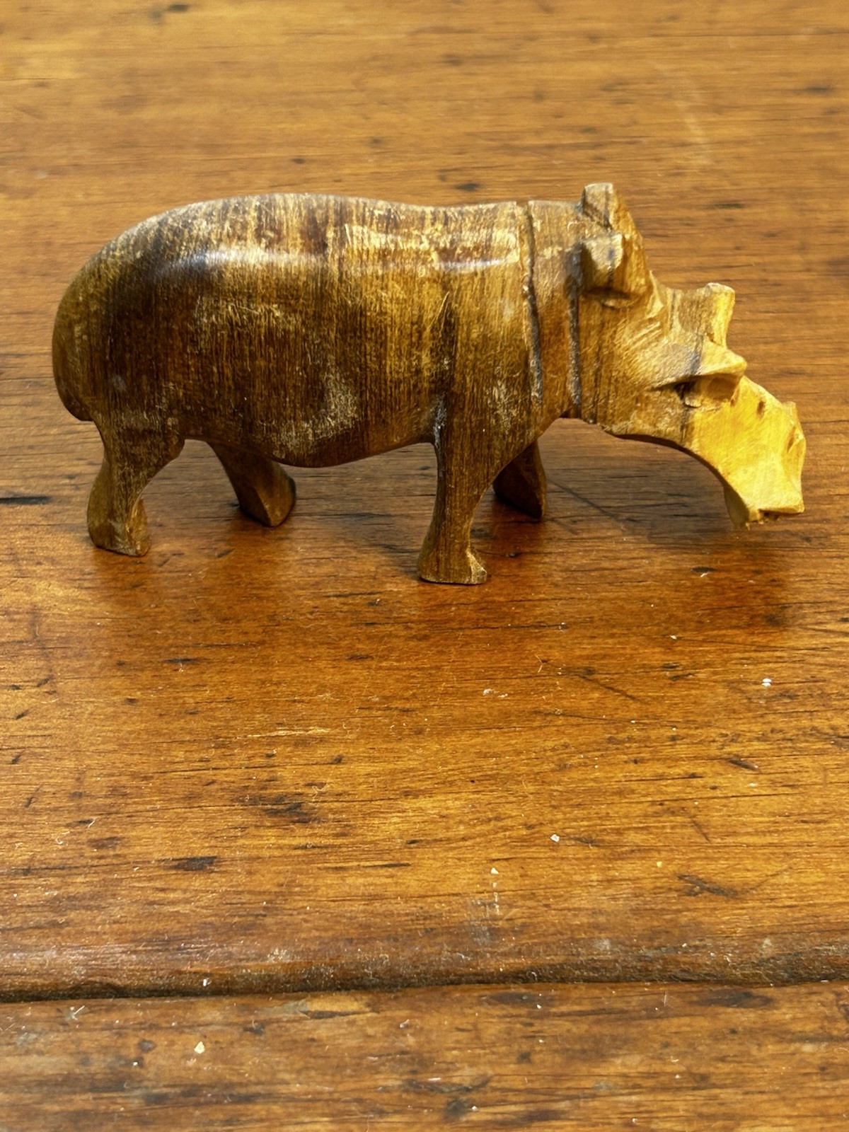 Vintage Wild Boar/Warthog Hand Carved Wooden Figurine